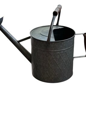 Galvanized watering Can All Over Diamond Pattern Wood Swivel Handle